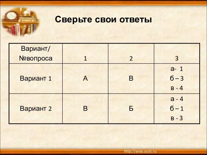 Сверьте свои ответы