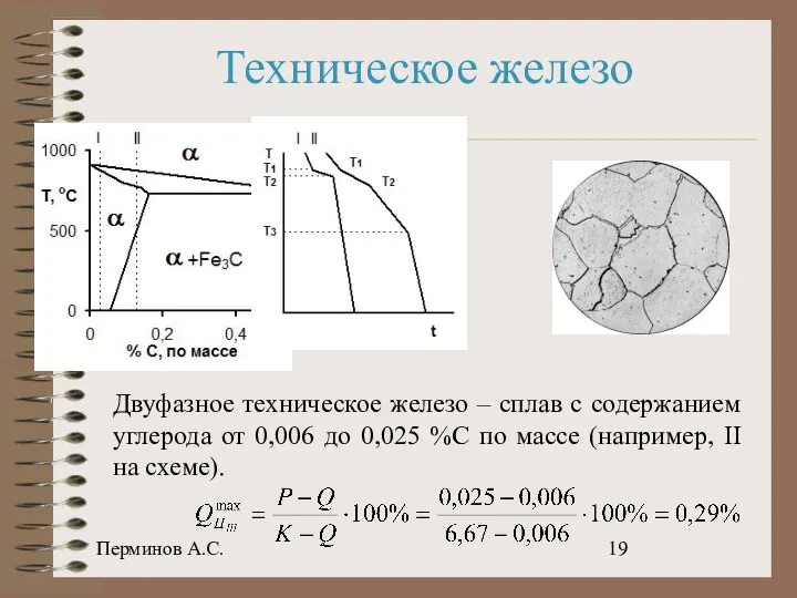 Перминов А.С. Техническое железо Двуфазное техническое железо – сплав с содержанием