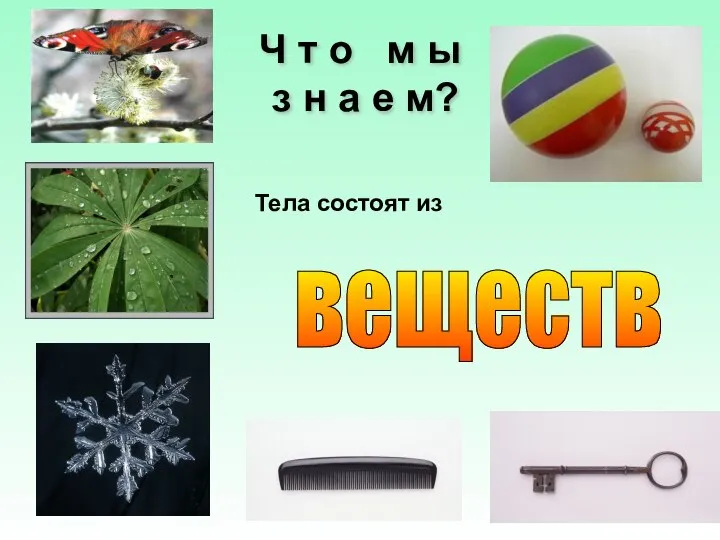 Ч т о м ы з н а е м? Тела состоят из веществ