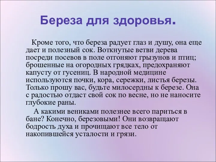 Береза для здоровья. Кроме того, что береза радует глаз и душу,