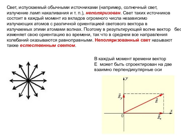 Свет, испускаемый обычными источниками (например, солнечный свет, излучение ламп накаливания и