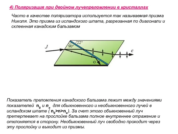 Часто в качестве поляризатора используется так называемая призма Николя. Это призма