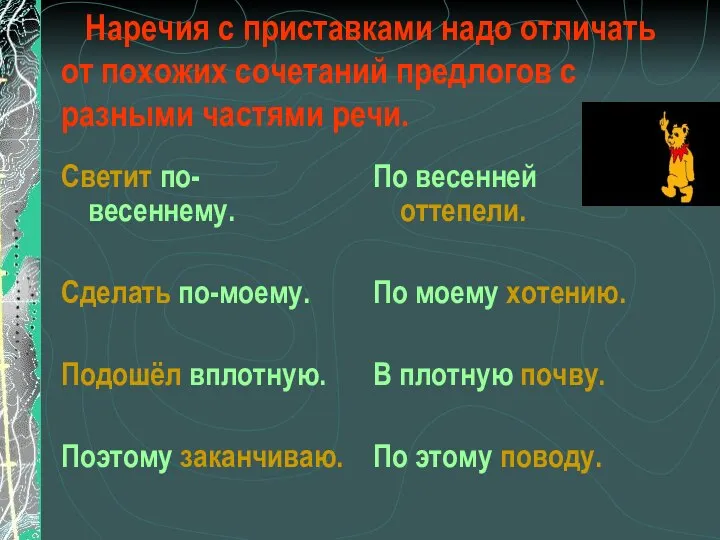 Наречия с приставками надо отличать от похожих сочетаний предлогов с разными