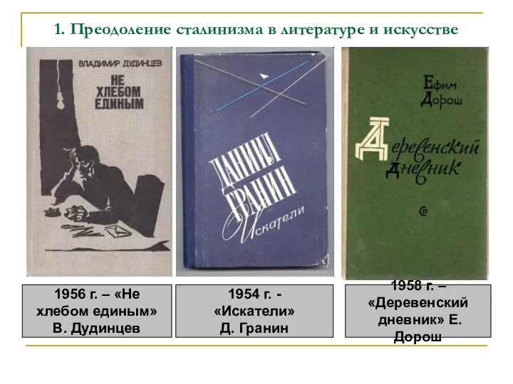 1. Преодоление сталинизма в литературе и искусстве 1956 г. – «Не