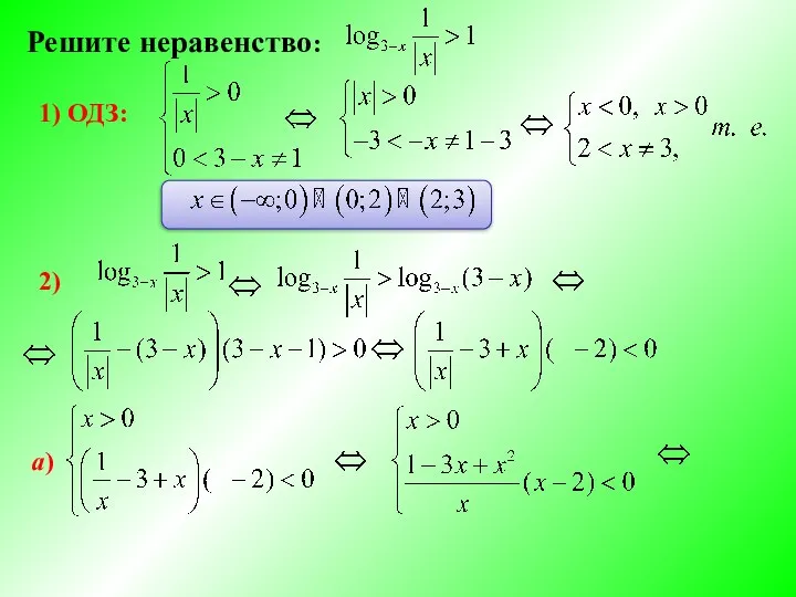 Решите неравенство: 1) ОДЗ: 2) а)