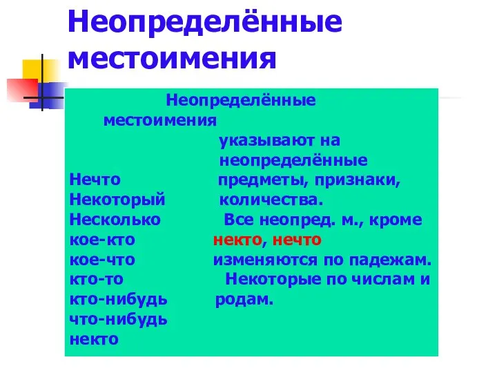 Неопределённые местоимения