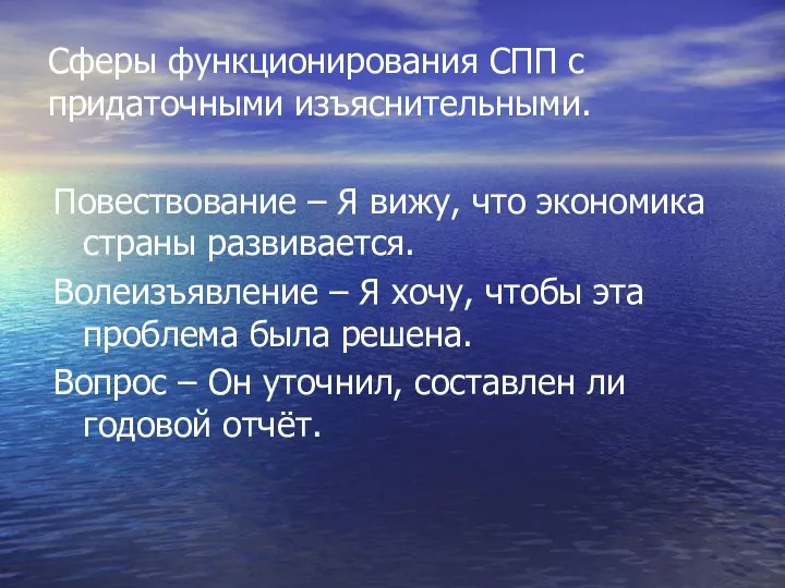 Сферы функционирования СПП с придаточными изъяснительными. Повествование – Я вижу, что