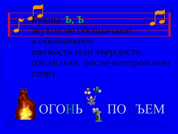 Буквы Ь, Ъ звуков не обозначают, а обозначают мягкость или твердость