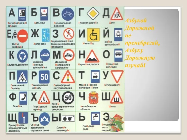 Азбукой Дорожной не пренебрегай, Азбуку Дорожную изучай!