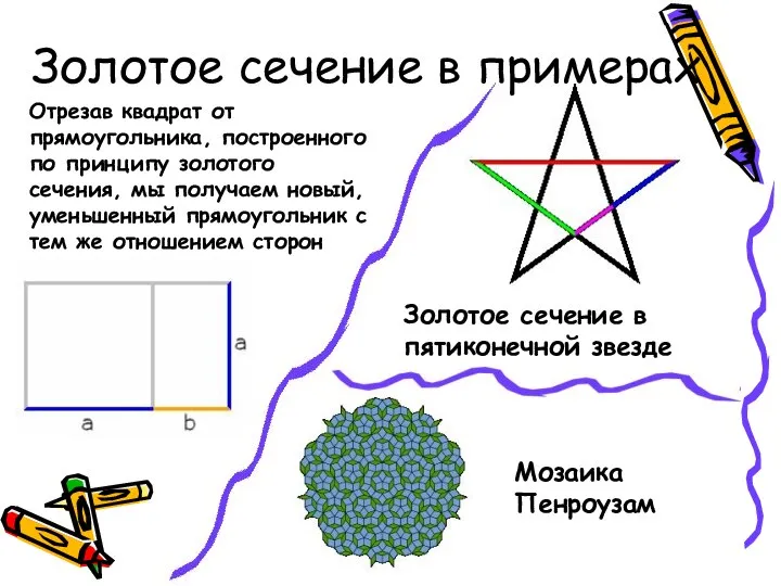 Отрезав квадрат от прямоугольника, построенного по принципу золотого сечения, мы получаем