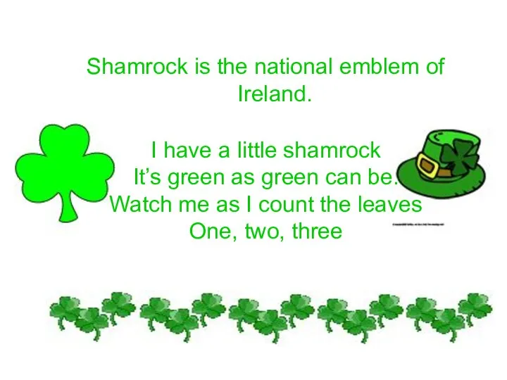 Shamrock is the national emblem of Ireland. I have a little