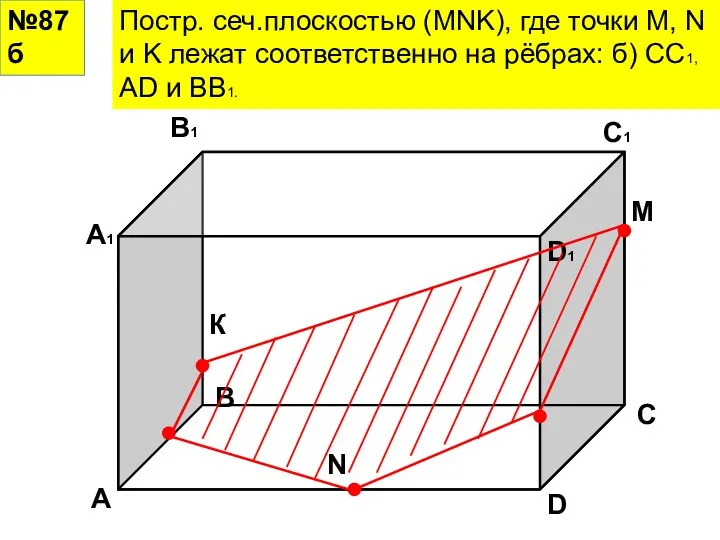 №87б Постр. сеч.плоскостью (MNK), где точки M, N и K лежат