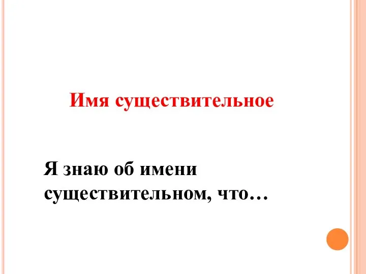 Имя существительное Я знаю об имени существительном, что…