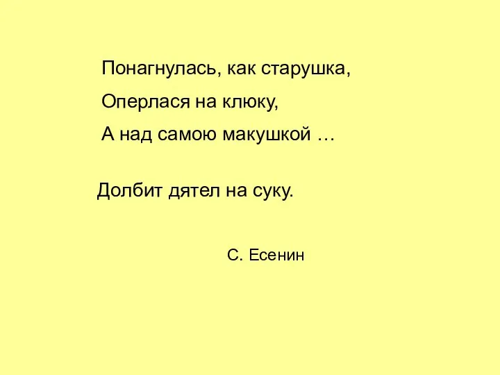 Понагнулась, как старушка, Оперлася на клюку, А над самою макушкой …