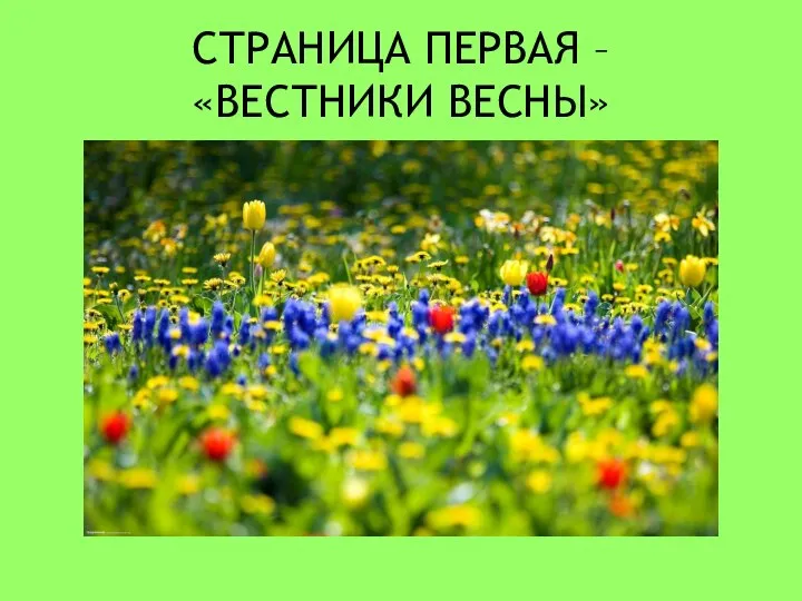 СТРАНИЦА ПЕРВАЯ – «ВЕСТНИКИ ВЕСНЫ»