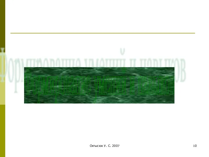 Октысюк У. С. 2007 Формирование умений и навыков