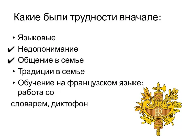 Какие были трудности вначале: Языковые Недопонимание Общение в семье Традиции в