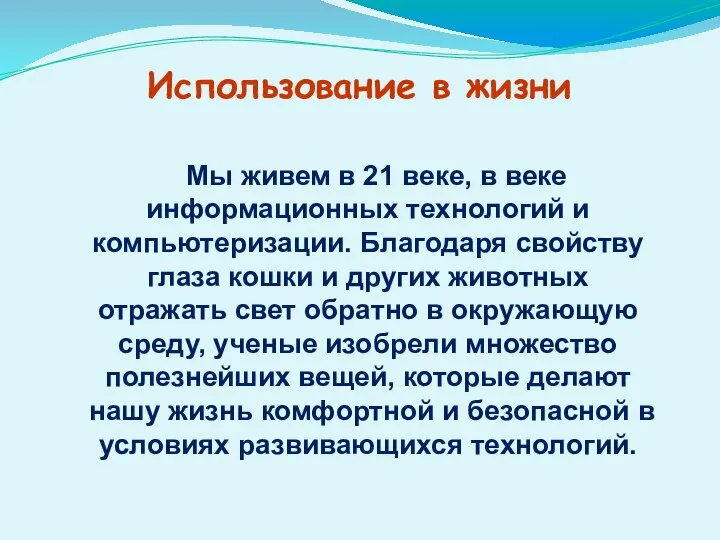 Использование в жизни Мы живем в 21 веке, в веке информационных