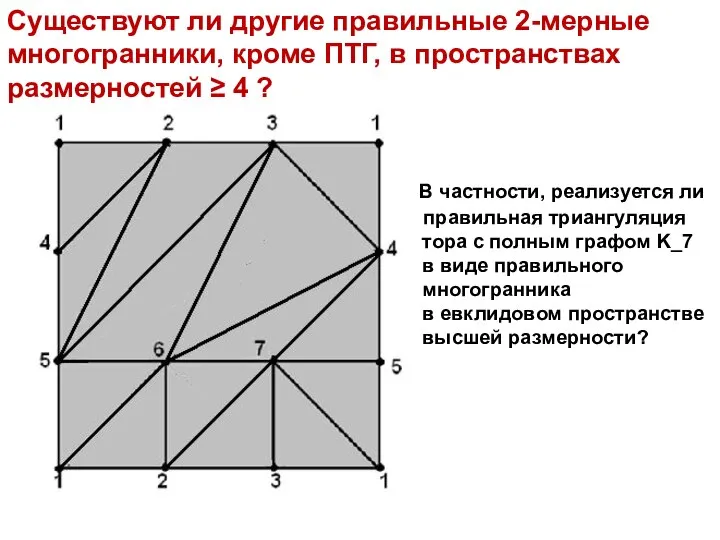 Существуют ли другие правильные 2-мерные многогранники, кроме ПТГ, в пространствах размерностей