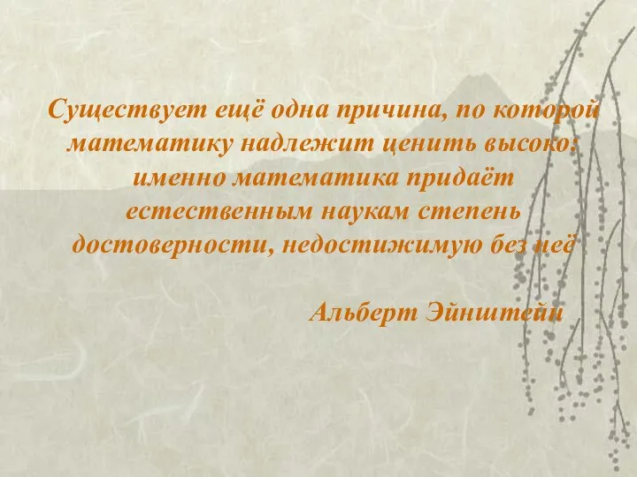 Существует ещё одна причина, по которой математику надлежит ценить высоко: именно