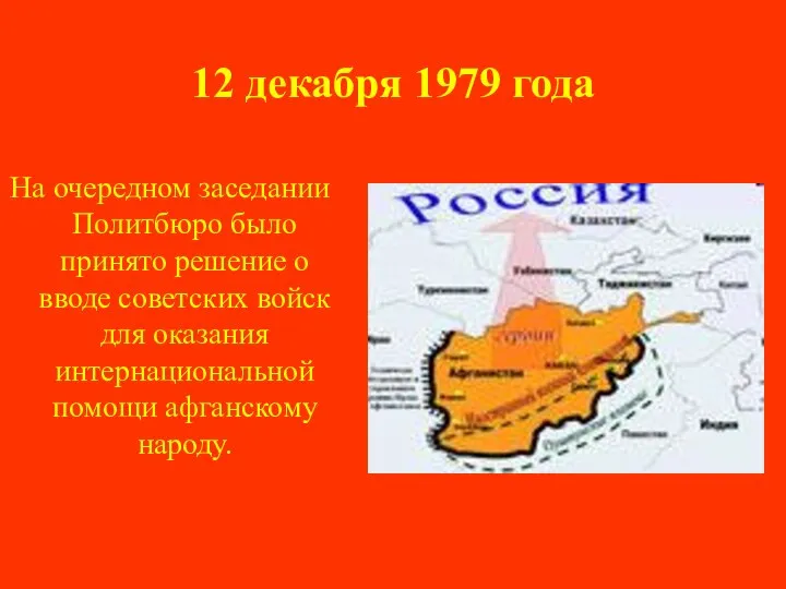 12 декабря 1979 года На очередном заседании Политбюро было принято решение