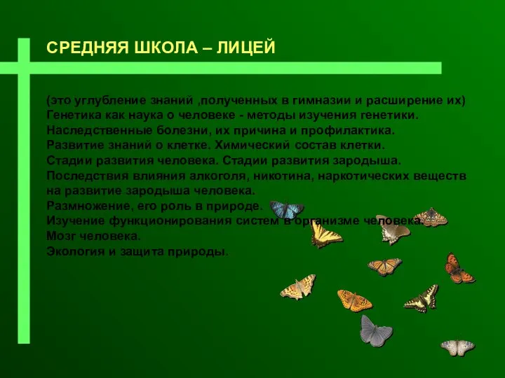 СРЕДНЯЯ ШКОЛА – ЛИЦЕЙ (это углубление знаний ,полученных в гимназии и