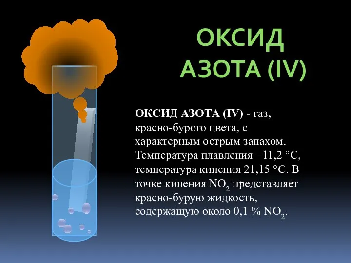 ОКСИД АЗОТА (IV) ОКСИД АЗОТА (IV) - газ, красно-бурого цвета, с