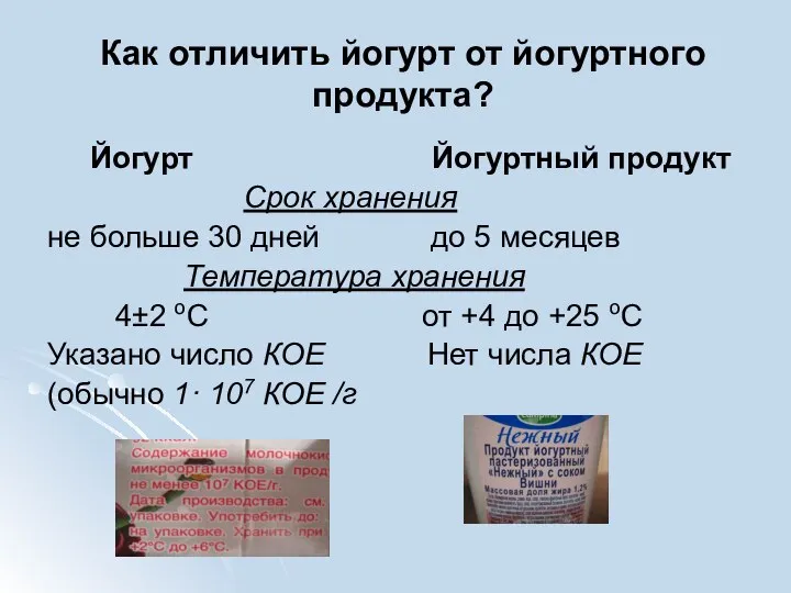 Как отличить йогурт от йогуртного продукта? Йогурт Йогуртный продукт Срок хранения