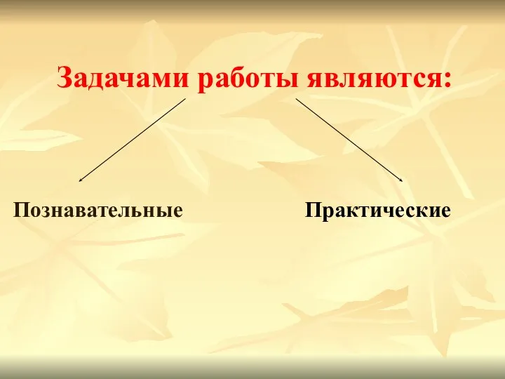 Задачами работы являются: Познавательные Практические