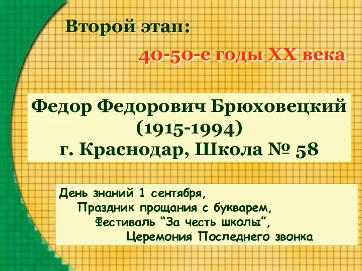 Второй этап: 40-50-е годы XX века Федор Федорович Брюховецкий (1915-1994) г.