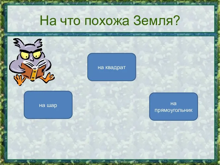 На что похожа Земля? на шар на квадрат на прямоугольник