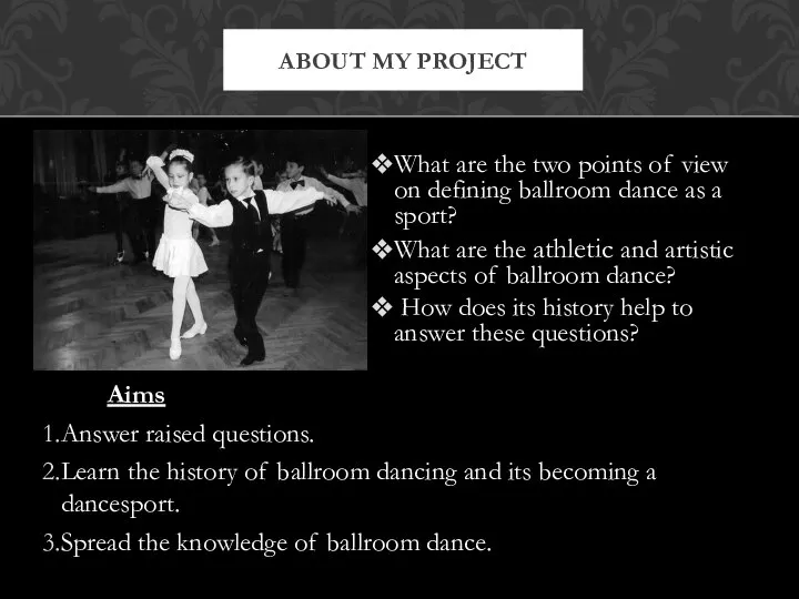 What are the two points of view on defining ballroom dance