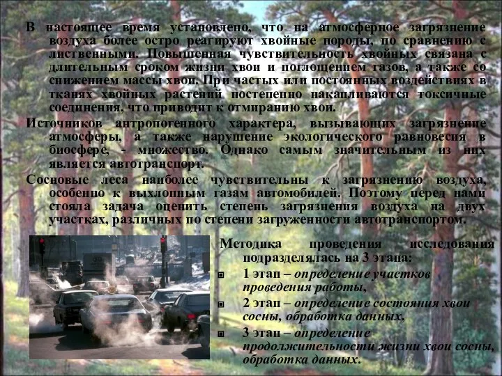 В настоящее время установлено, что на атмосферное загрязнение воздуха более остро