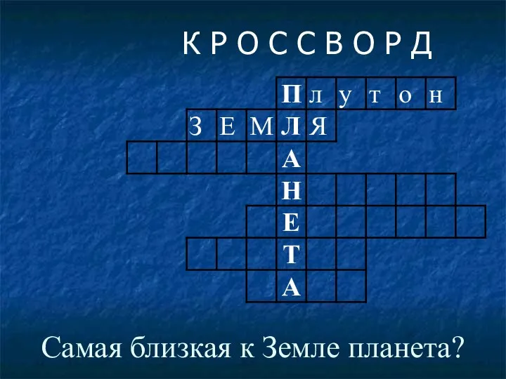 Самая близкая к Земле планета? К Р О С С В О Р Д