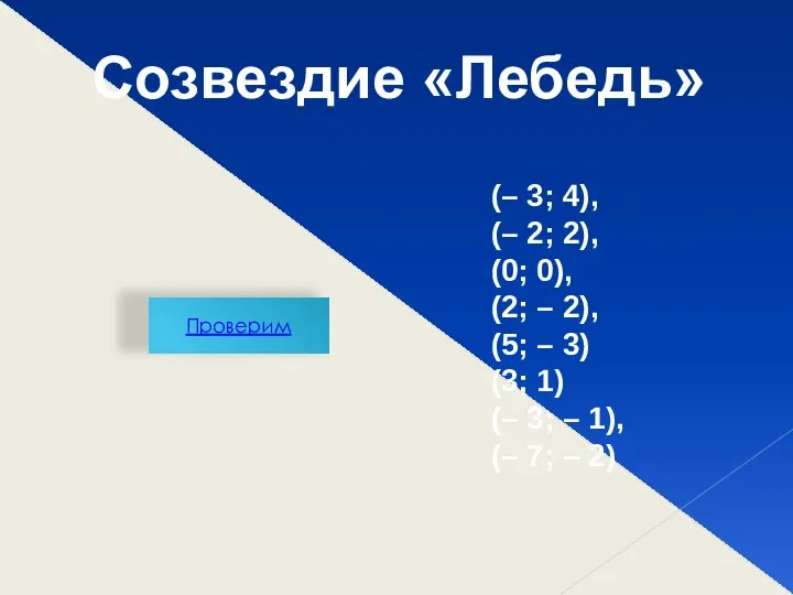 Проверим (– 3; 4), (– 2; 2), (0; 0), (2; –