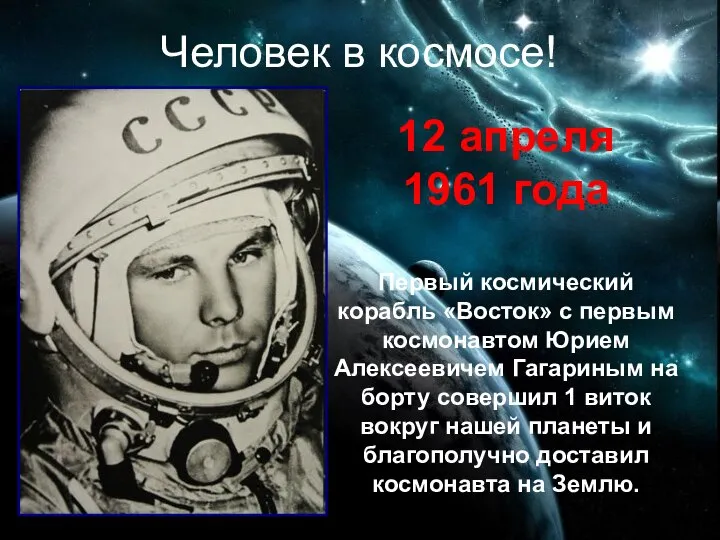 Человек в космосе! 12 апреля 1961 года Первый космический корабль «Восток»