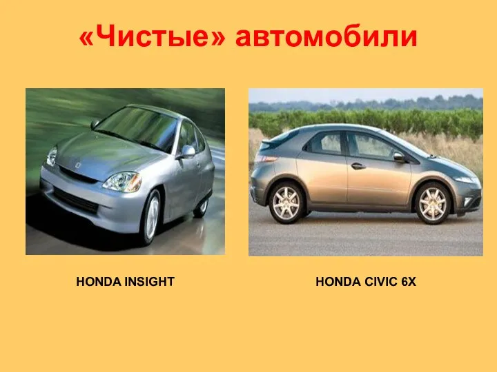 «Чистые» автомобили HONDA INSIGHT HONDA CIVIC 6X