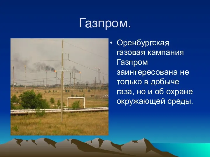 Газпром. Оренбургская газовая кампания Газпром заинтересована не только в добыче газа,