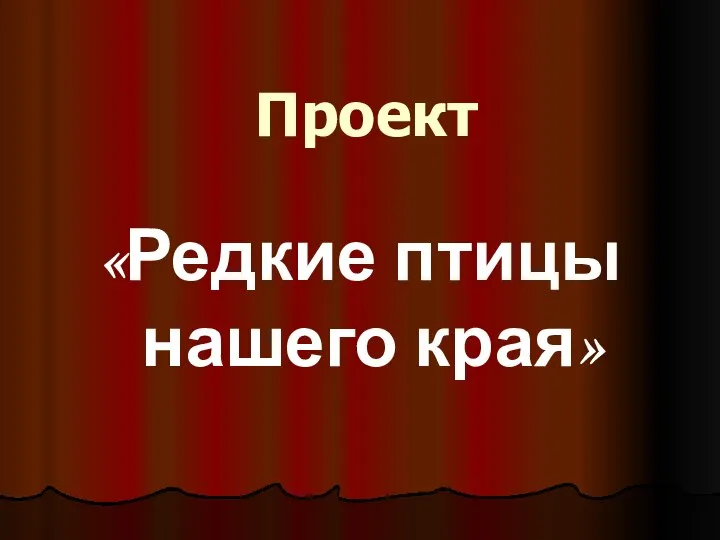 Проект «Редкие птицы нашего края»