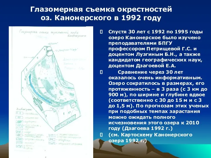 Глазомерная съемка окрестностей оз. Канонерского в 1992 году Спустя 30 лет