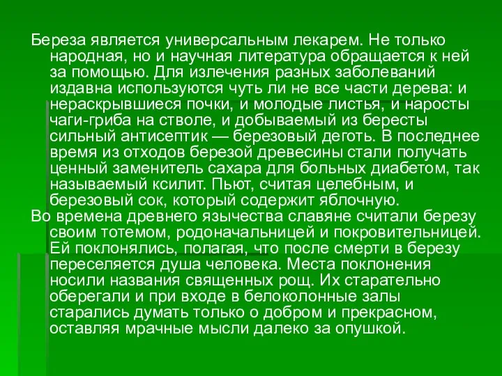 Береза является универсальным лекарем. Не только народная, но и научная литература