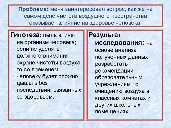 Проблема: меня заинтересовал вопрос, как же на самом деле чистота воздушного