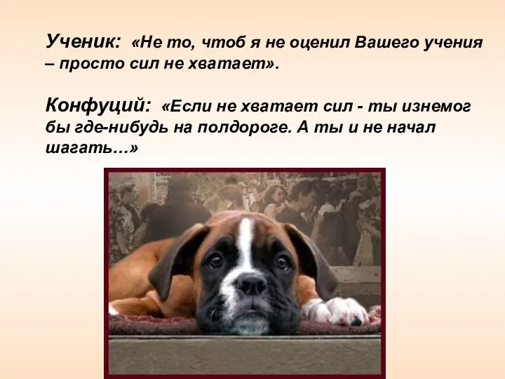 Ученик: «Не то, чтоб я не оценил Вашего учения – просто