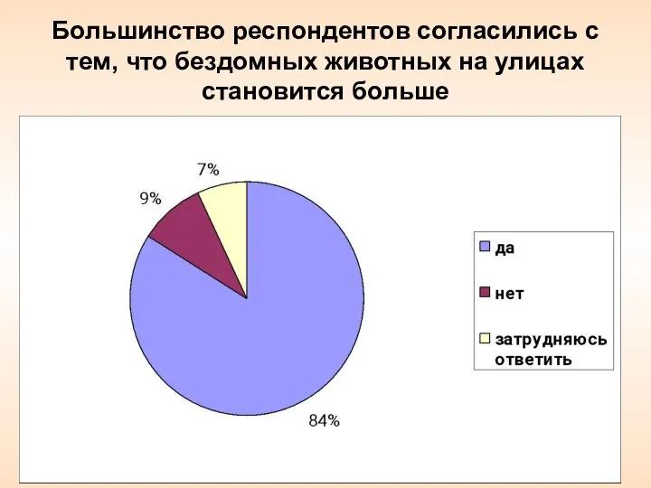 Большинство респондентов согласились с тем, что бездомных животных на улицах становится больше