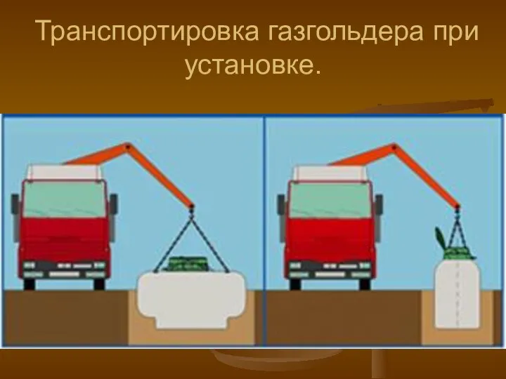 Транспортировка газгольдера при установке.