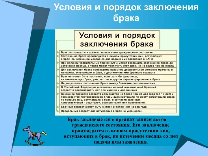 Условия и порядок заключения брака Брак заключается в органах записи актов