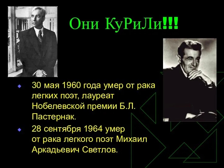 Они КуРиЛи!!! 30 мая 1960 года умер от рака легких поэт,