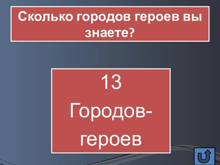 Сколько городов героев вы знаете? 13 Городов- героев