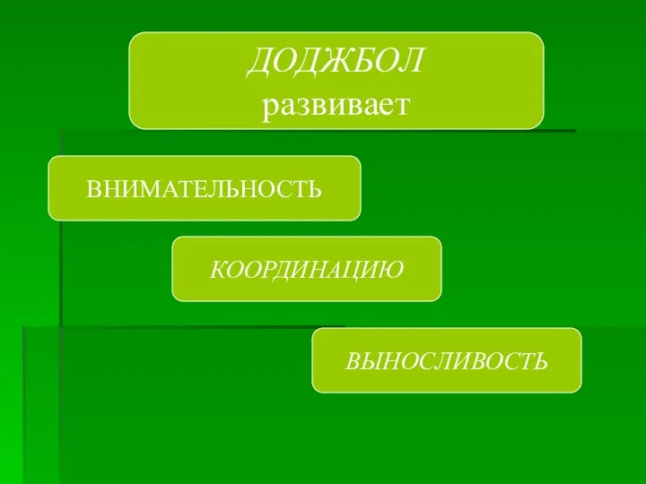 ДОДЖБОЛ развивает КООРДИНАЦИЮ ВНИМАТЕЛЬНОСТЬ ВЫНОСЛИВОСТЬ