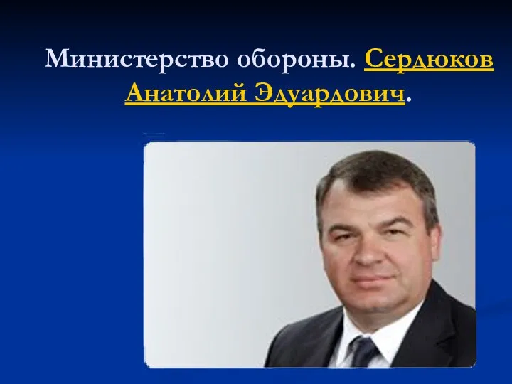 Министерство обороны. Сердюков Анатолий Эдуардович.